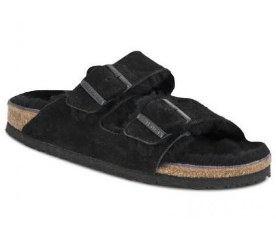 Birkenstock | Arizona Fur sort - Størrelse 38 | Damesko i Semsket skinn