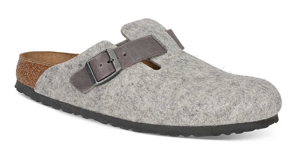 Birkenstock | Boston Ull 1026163 - Størrelse 41 Tøffel | Damesko i Tekstil | Ergonomisk formet såle | Grå