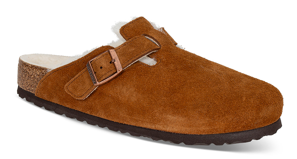 Birkenstock | Boston shearling 10011Størrelse 40 normal brun - Størrelse 39 Tøffel | Damesko i Semsket skinn | Ergonomisk formet såle